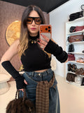 Top a Collo Alto con Manicotti Coordinati