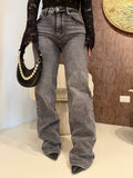 Jeans wide leg con brillantini