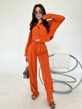 Set due pezzi camicia e pantalone pesca