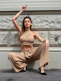 Completo top e pantalone Camel