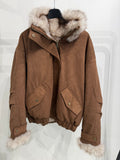 Giaccone Camel con imbottitura in pelo reversibile