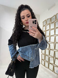 Felpa in jeans con strass