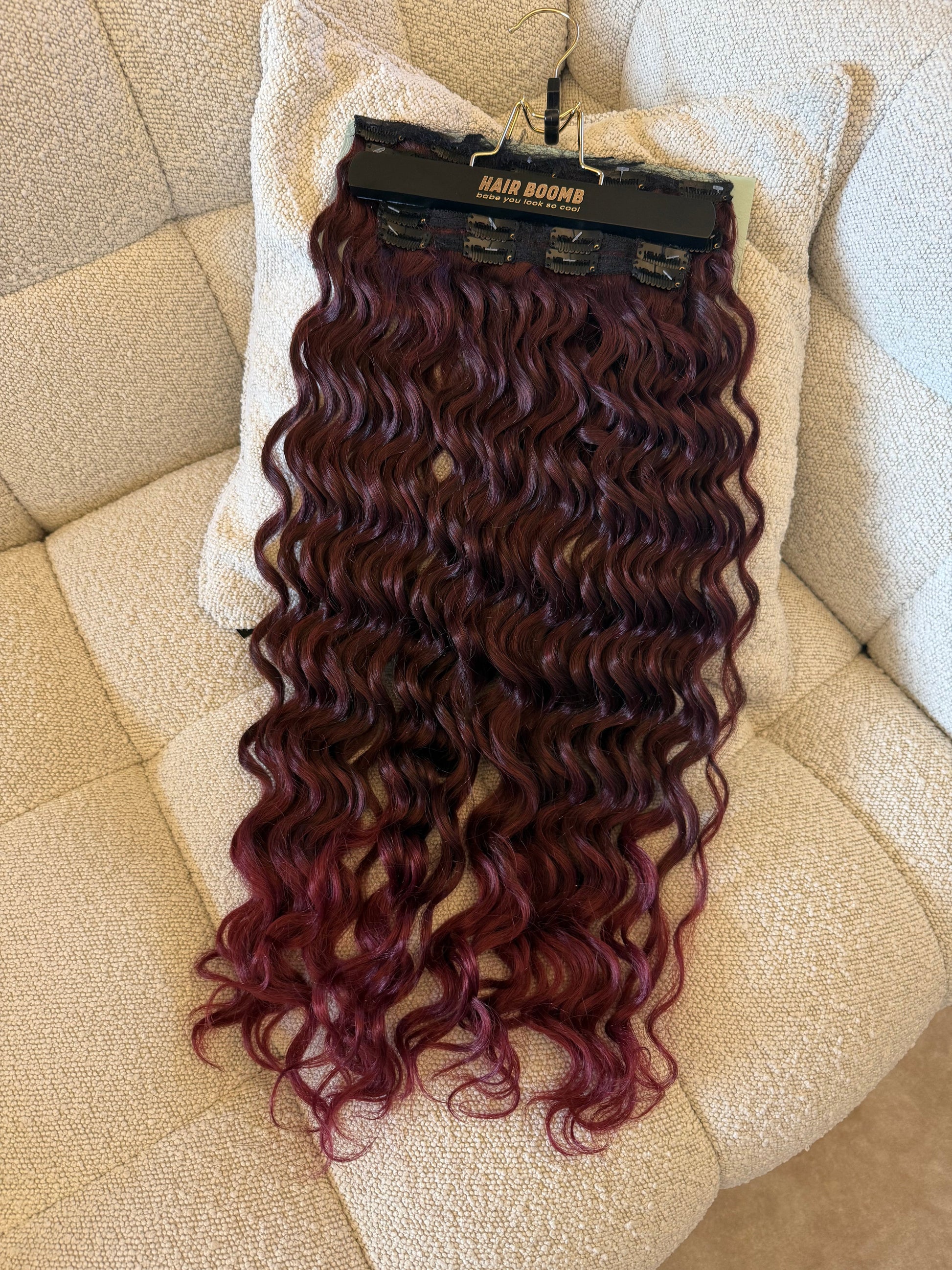7 fasce onde morbide con clip rosso t1b/burg