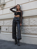 Pantalone ecopelle con cintura