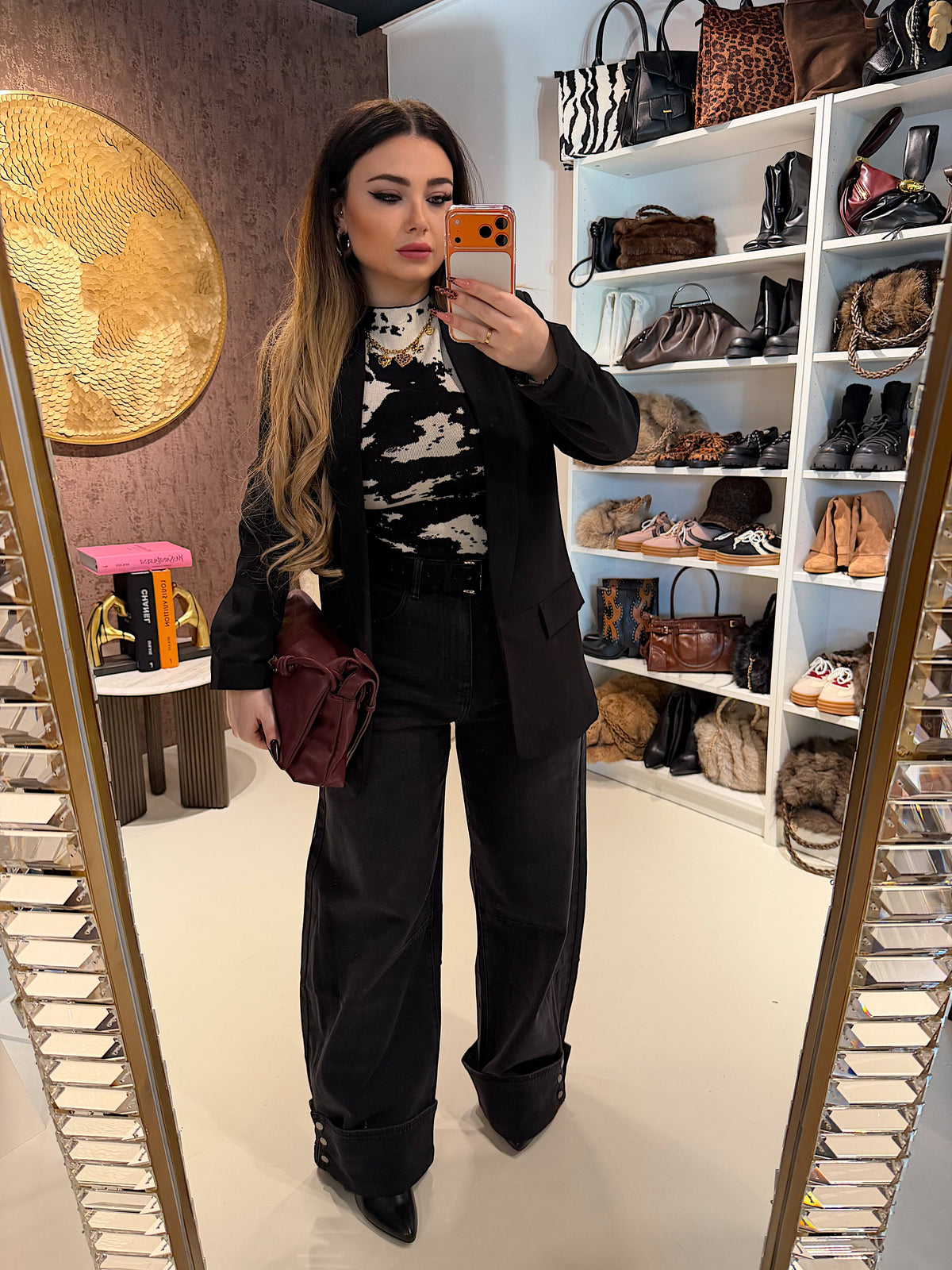 Completo top e pantalone cow print