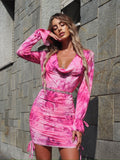 Abito Fuxia a fiori con reggiseno