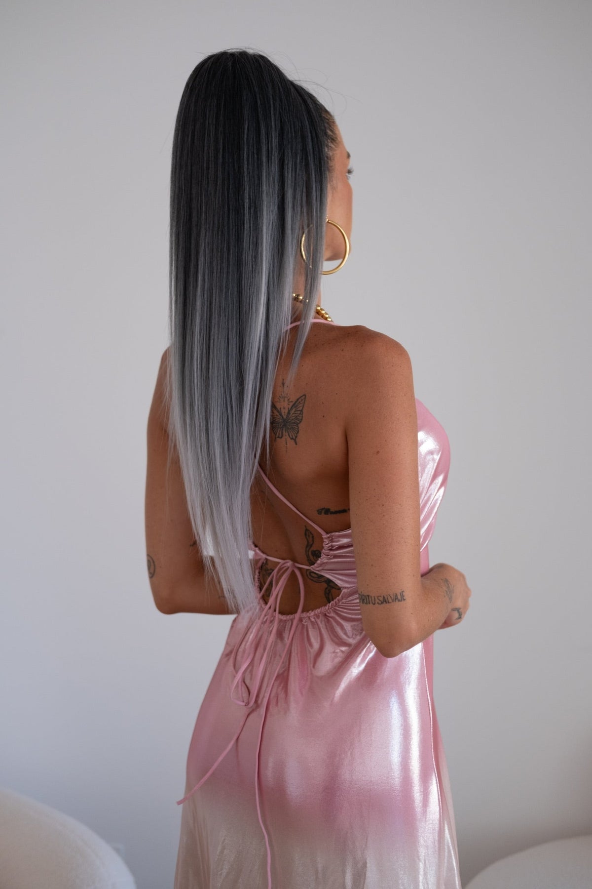 Coda liscia con Coulisse Nero/Grigio Degradè