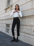 Pantalone vita alta nero