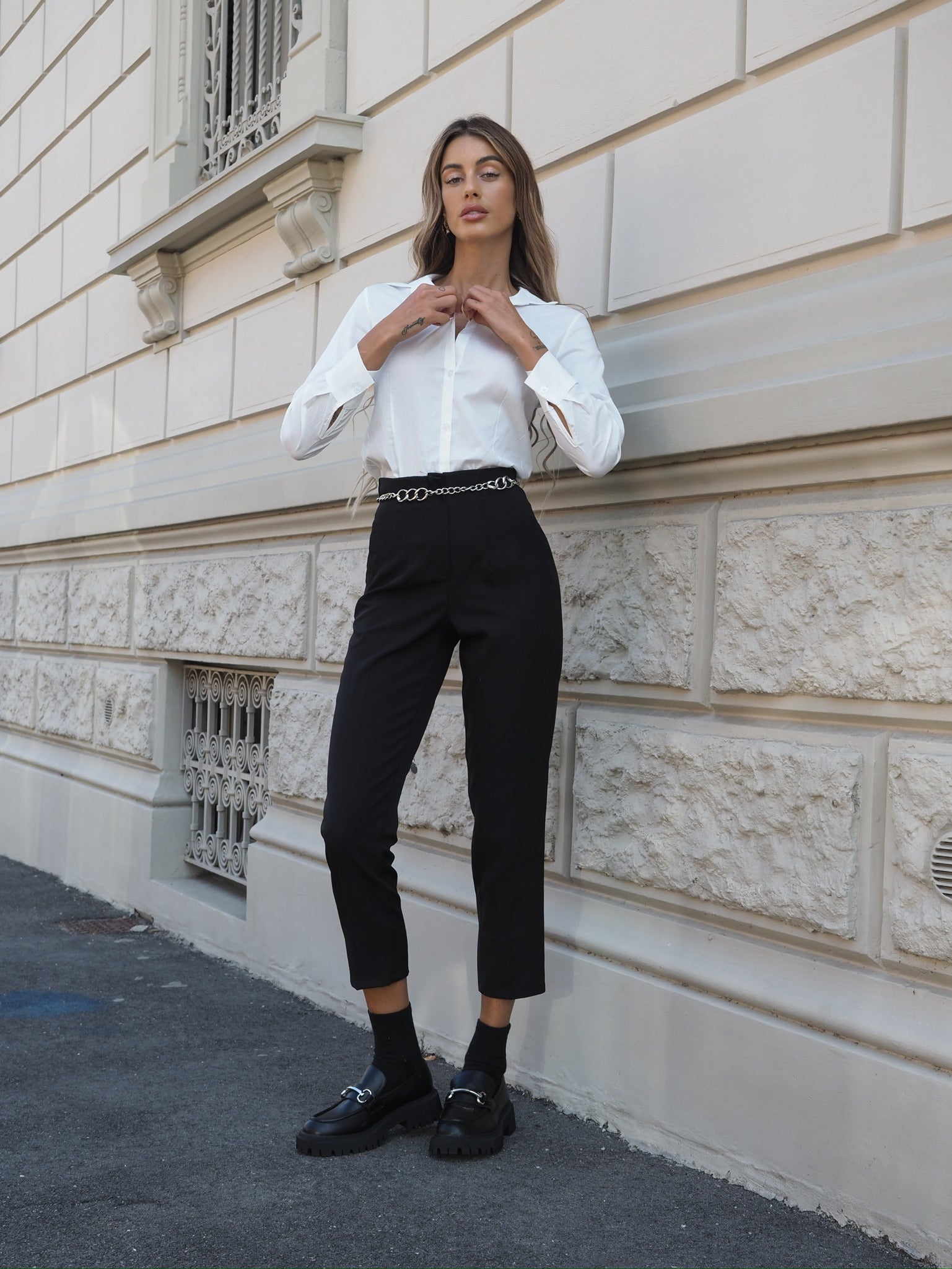 Pantalone vita alta nero