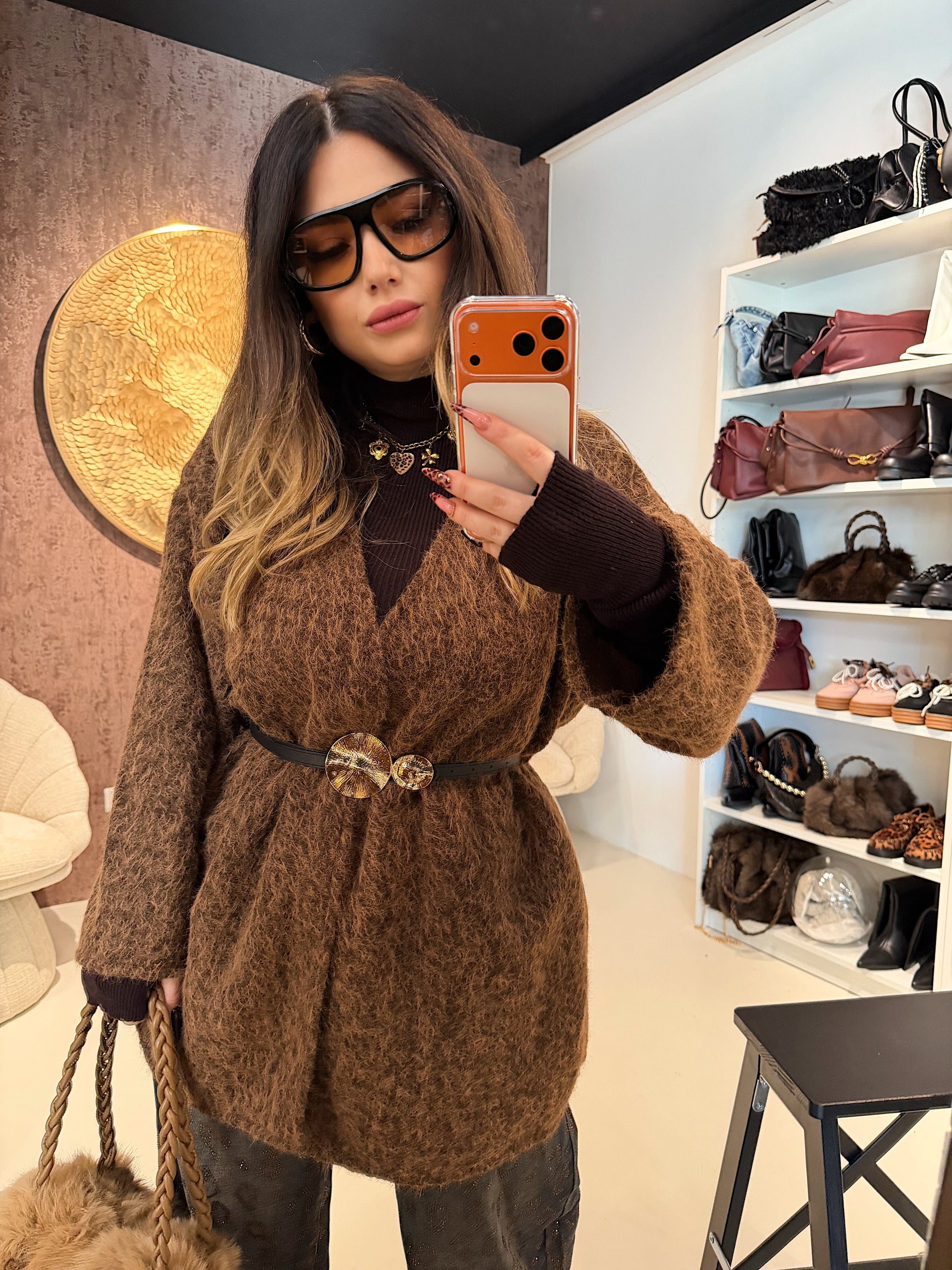 Cardigan Morbido Effetto Pelliccia