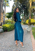 Abito azzurro glitter con nodo
