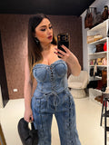 Completo Denim Lace Icon – Corsetto & Jeans Wide Leg