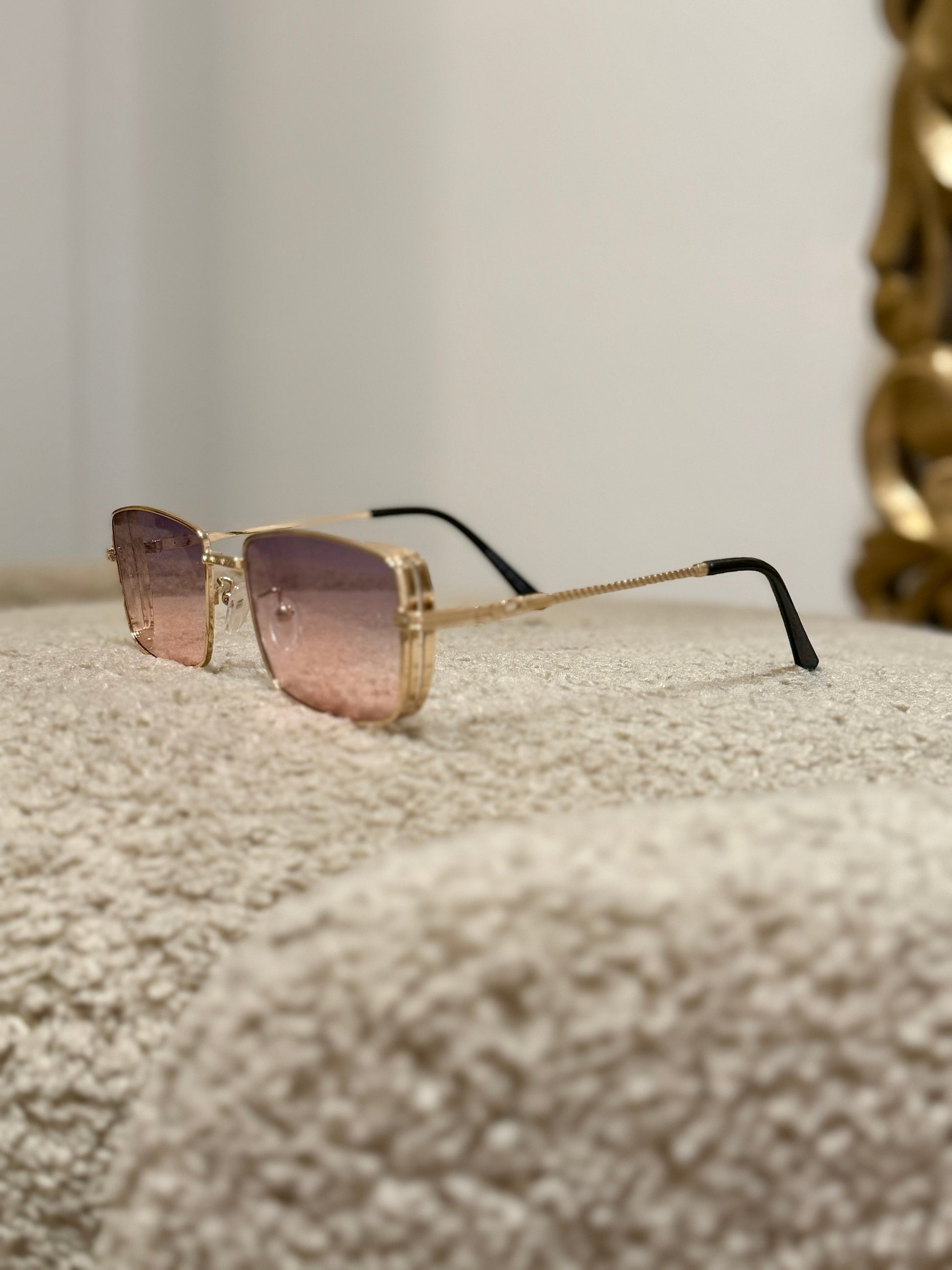 Occhiale slim rosa stecche oro