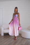 Abito a fascia plissè rosa Lilla