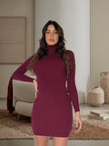 Abito in maglia collo alto burgundy