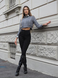 Pantalone vita alta nero