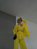 Set tre pezzi camicia top e pantalone giallo