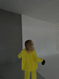 Set tre pezzi camicia top e pantalone giallo