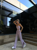 Set due pezzi top e pantalone lilla