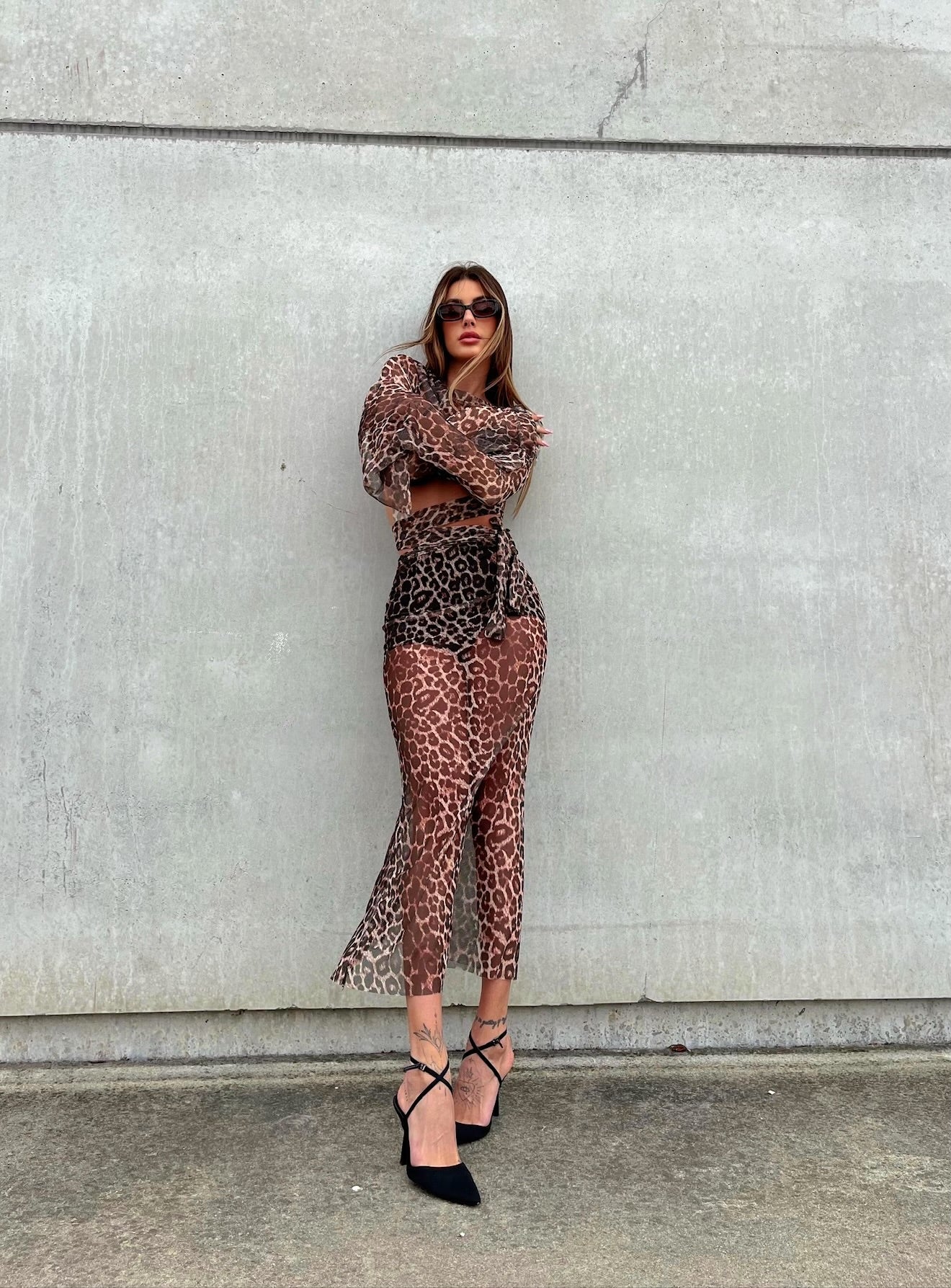 Set top e gonna in velo animalier