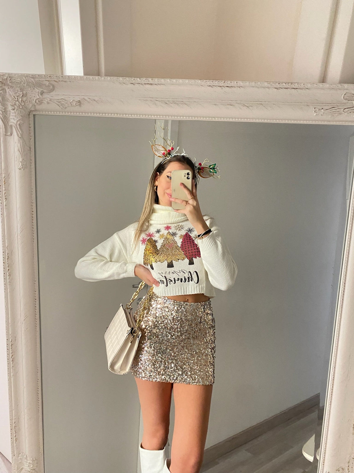 Gonna con paillettes oro