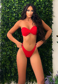 Bikini tre pezzi rosso in velo
