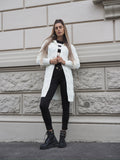 Cardigan bianco a trecce