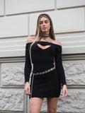 Abito in maglia nero scollo a barca