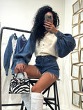 Maglioncino con dettaglio in denim