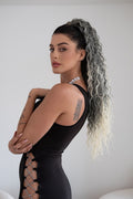Coda #t1b-613 riccia con Coulisse Nero/Platino Degradè