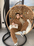 Completo basic maglia e pantalone Camel