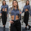 Pantalone cargo nero