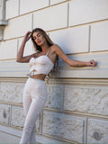 Completo top e pantalone con strass burro