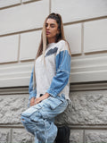 Maglione over con dettaglio in jeans