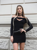 Abito in maglia nero scollo a barca