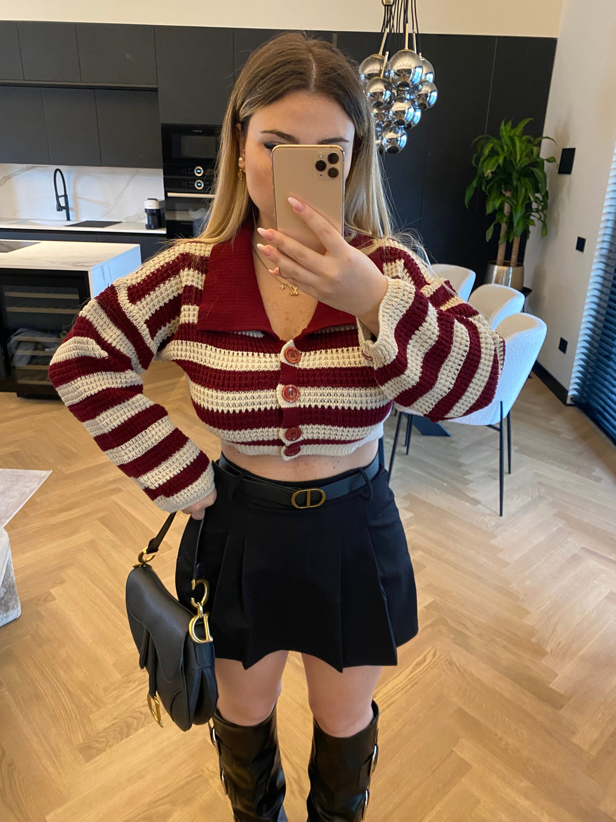 Maglione a righe bordeaux