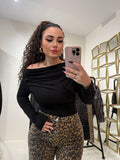 Pantalone con strass animalier