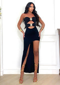 Abito a fascia con strass e sole