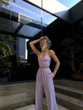 Set due pezzi top e pantalone lilla