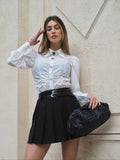Camicia con strass e arricciatura