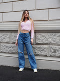 Jeans vita bassa con strappi