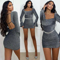 Abito silver lurex schiena aperta