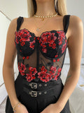 Bustino push up con ricami rosso