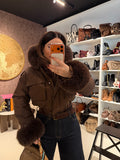 Bomber crop con pelo