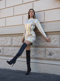 Abito in maglia gold con cintura