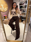 Jeans maculato con strass