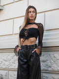 Blusa in velo con lacci
