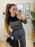 Pantalone grigio con polsino e cintura