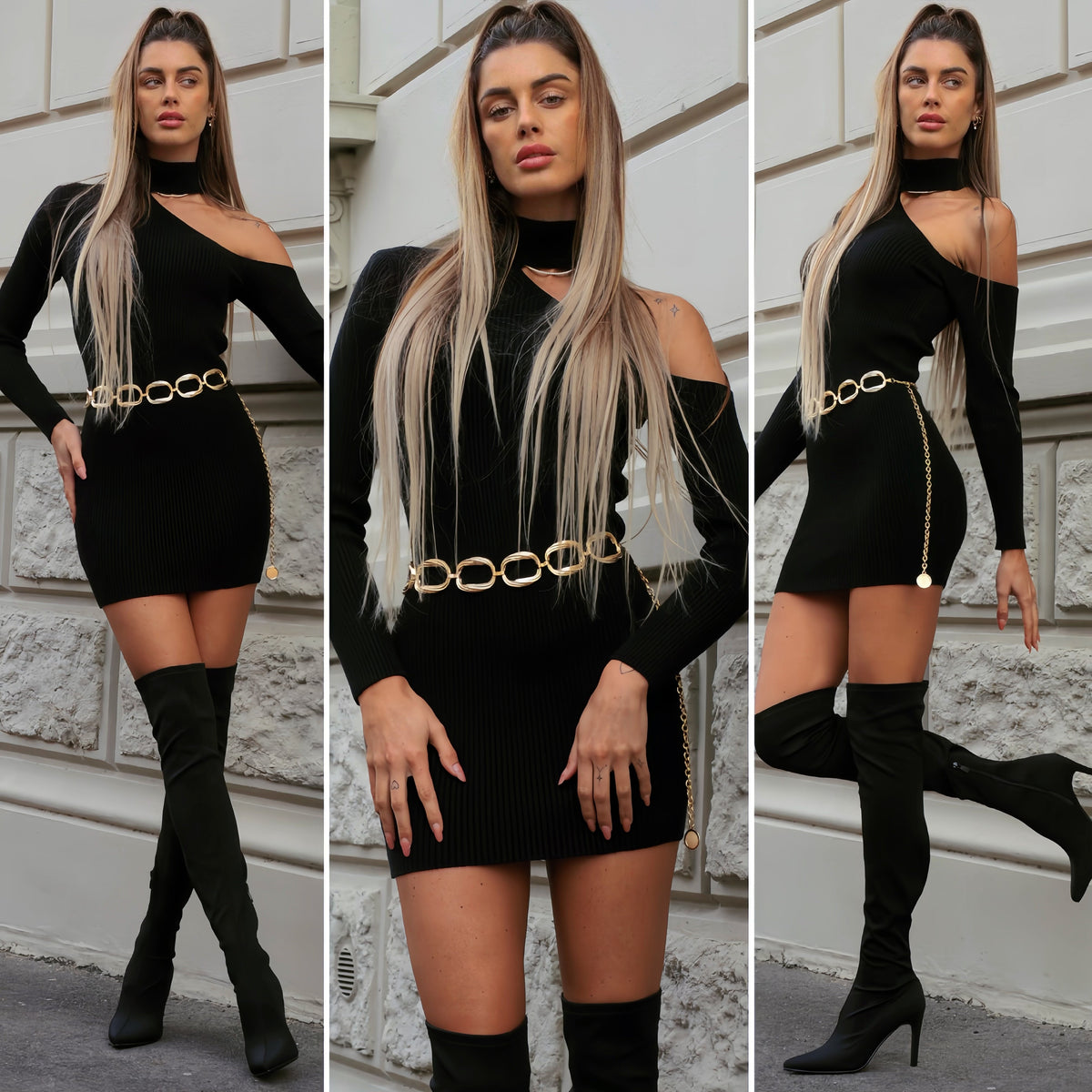 Abito in maglia con spacco