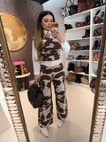 Completo top e pantalone cow print